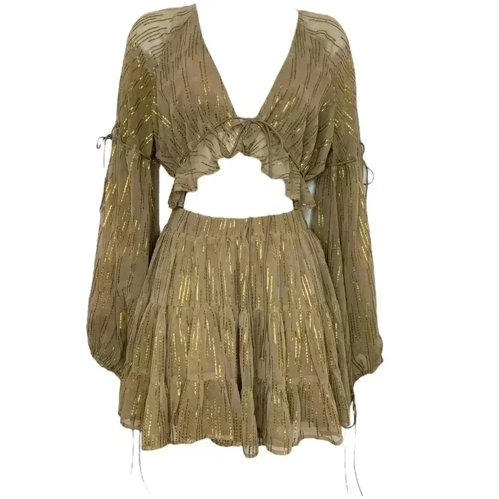 ASOS DESIGN jacquard chiffon mini skirt set